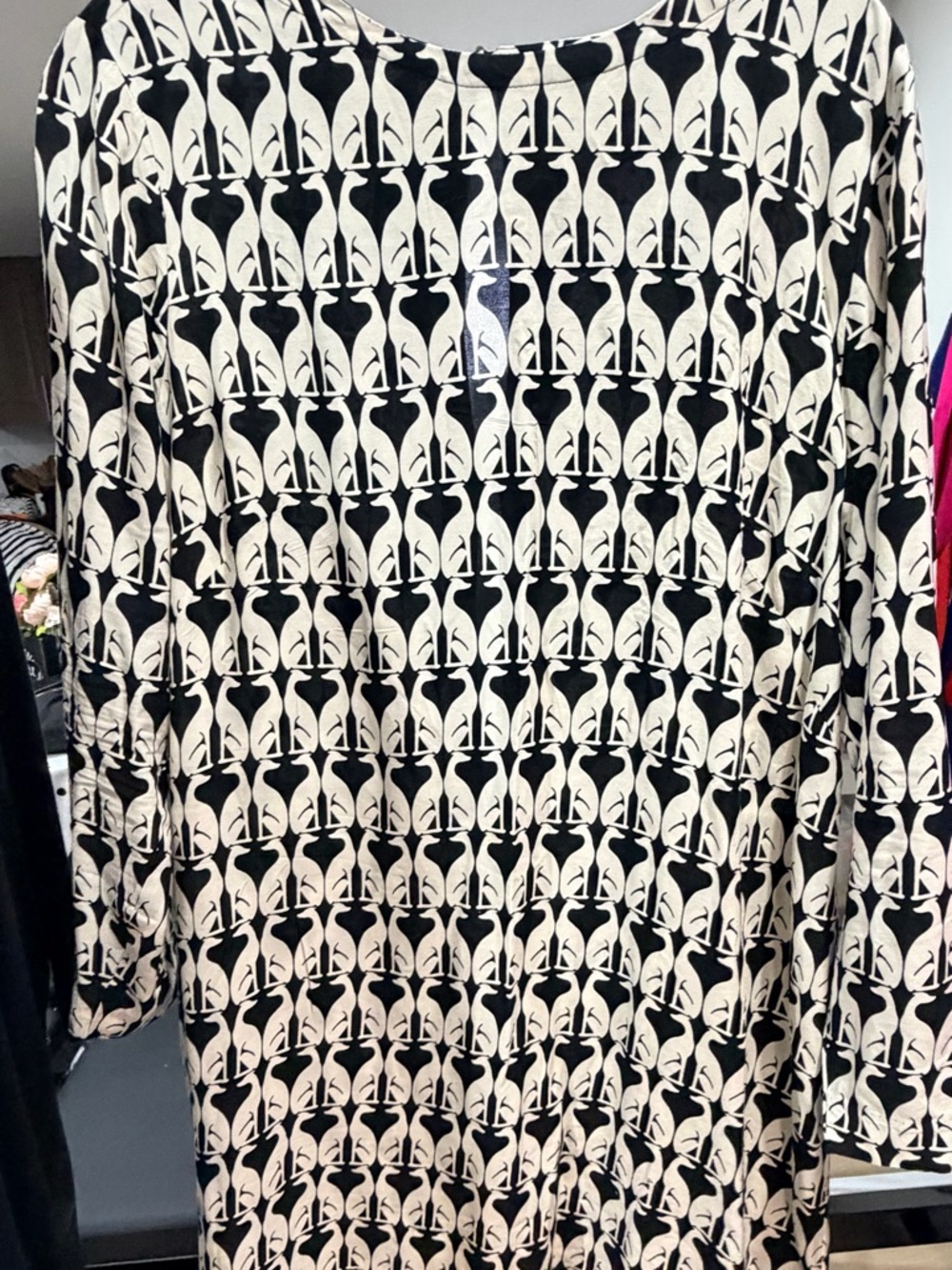 H&M Black & Cream Abstract Print Dress